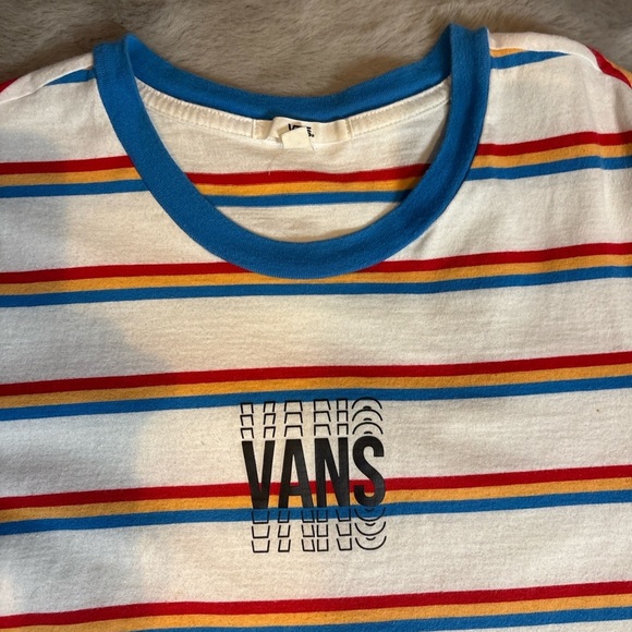 Vans Women's Striped Crop Top - Blue, Red, Yellow - Picture 2 of 3